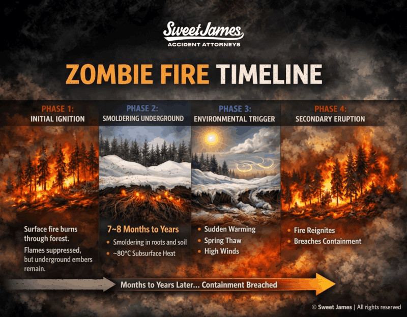 Folleto de la cronología del Incendio Zombie