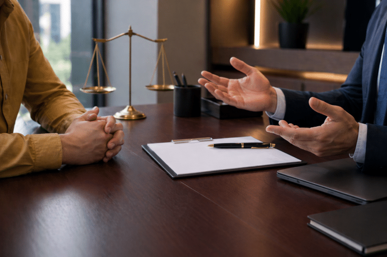 Client and Phoenix car accident lawyer discussing settlement value